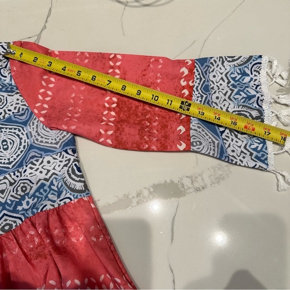 Red Casual Woman’s Floral Printed Patchwork Tassel Dress - Picture 4 of 11